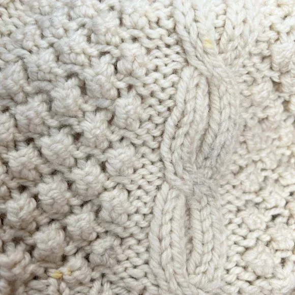 Vintage Hand Knit Oversized Cable Knit Aran Fisherman Cardigan Sweater Grandpa - Picture 10 of 13